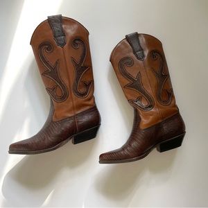 Vintage 80s 90s Nine West Nolan brown leather western boots